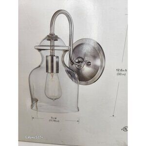 1-Light Brushed Nickel Wall Sconce with Clear Glass Shade